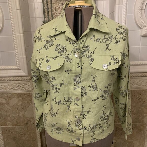 CARIBE. Size M-L. Linen Unlined Jacket or Top. Long Sleeve. Button Up. DB2. - Picture 1 of 5